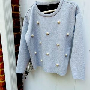 Banana Republic S, fits S/M, crew Holiday sweatshirt/ sweater with front pearls